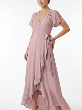 Pink Wrap High-Low Maxi Dress
